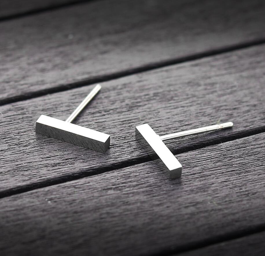 Women's Minimalist Geometric Stainless Steel Bar Stud Earrings