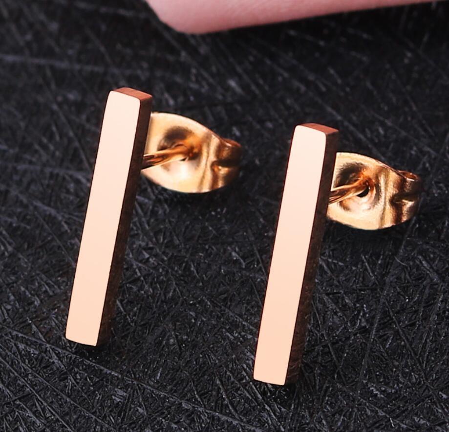 Women's Minimalist Geometric Stainless Steel Bar Stud Earrings