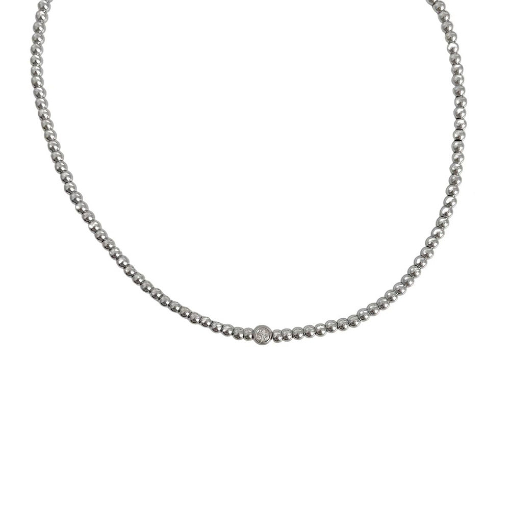 Women's Minimalist Stainless Steel Necklace with Crystal Accents