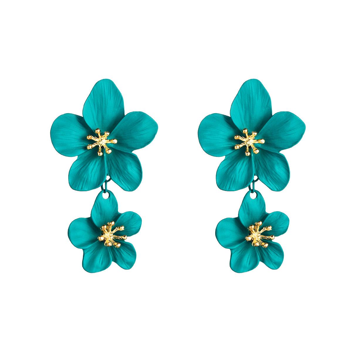 Women's Bohemian Floral Double Layer Drop Earrings NHLN148250