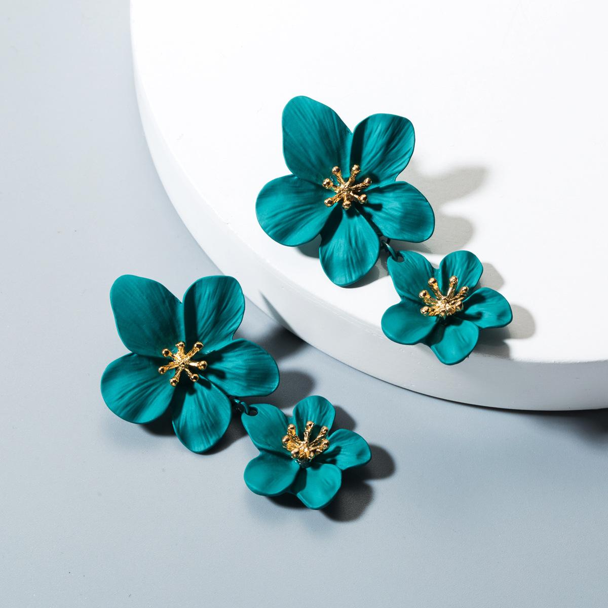 Women's Bohemian Floral Double Layer Drop Earrings NHLN148250