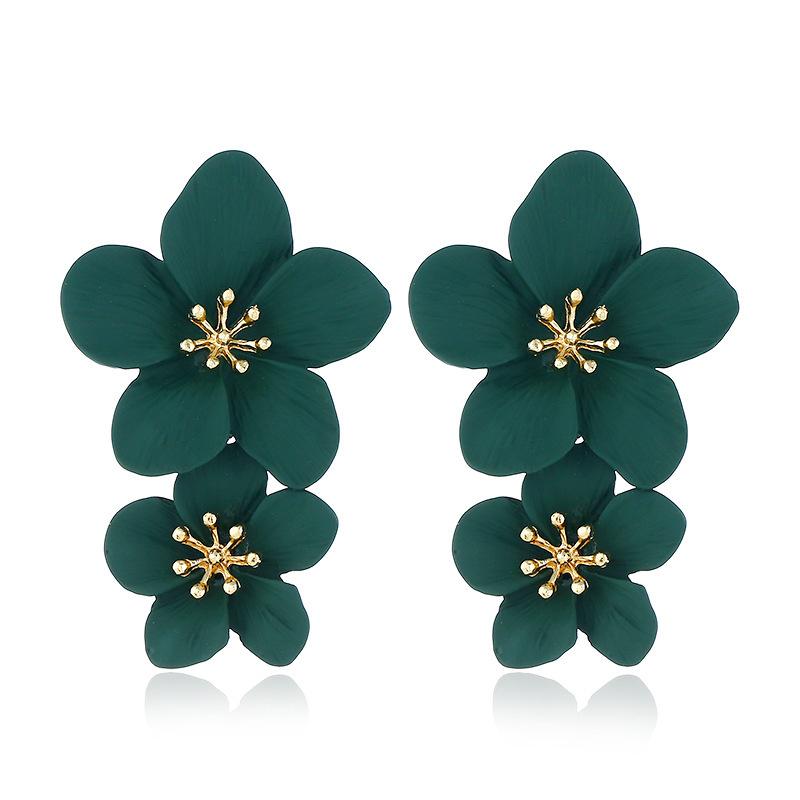 Women's Bohemian Floral Double Layer Drop Earrings NHLN148250