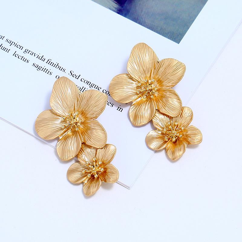 Women's Bohemian Floral Double Layer Drop Earrings NHLN148250