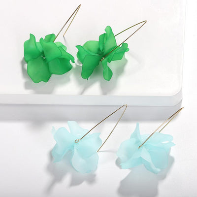 Women's Floral Resin Statement Earrings - Elegant Petal Design for Vacation Style