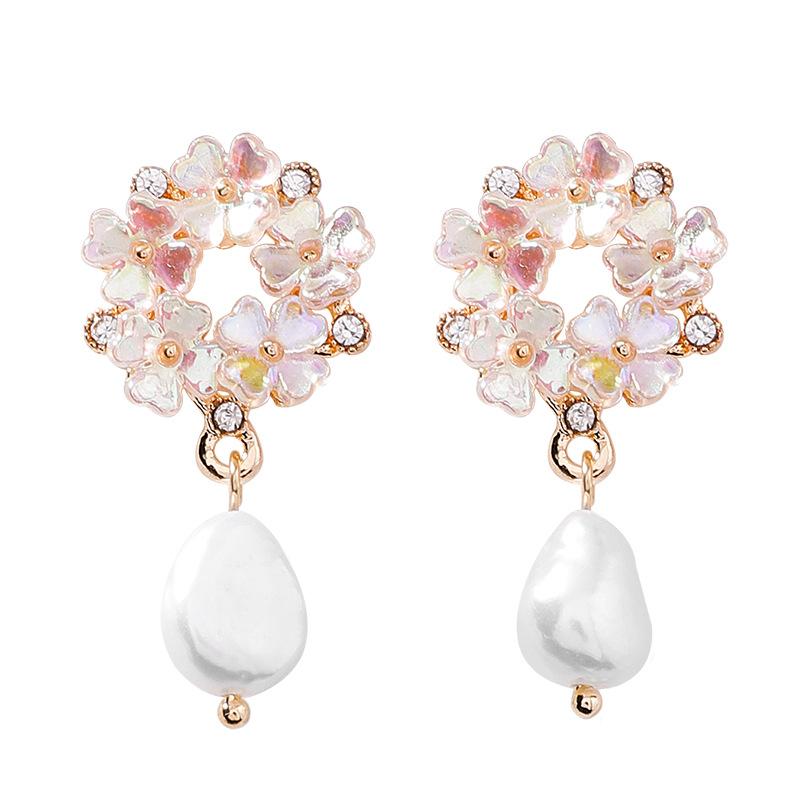 Women's Floral Alloy Earrings & Embroidered Snowflake Winter Jacket Fabric
