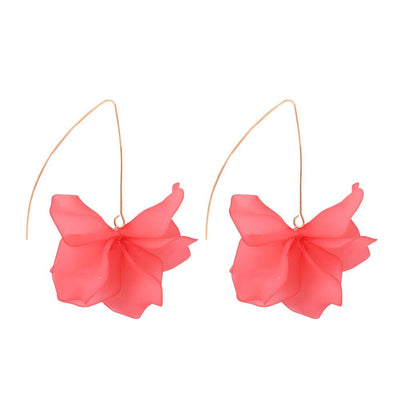 Women's Floral Alloy Resin Drop Earrings - Elegant Leaf Pendant Design