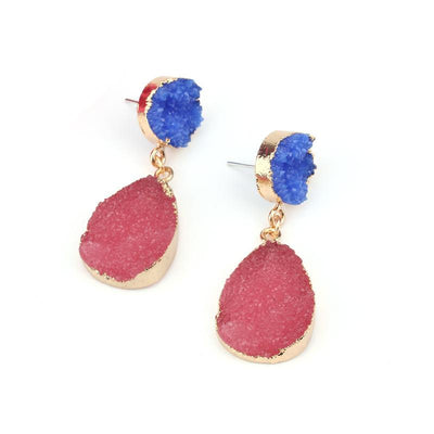 Women's Geometric Resin Earrings with Natural Stone Elements