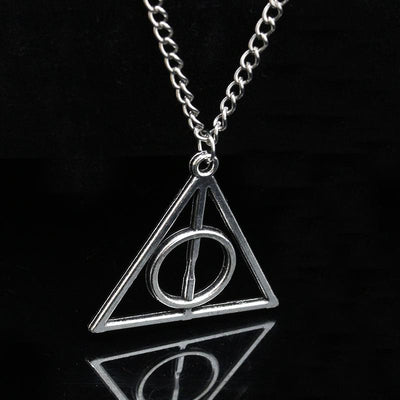 Women's Geometric Alloy Necklace with Deathly Hallows Pendant
