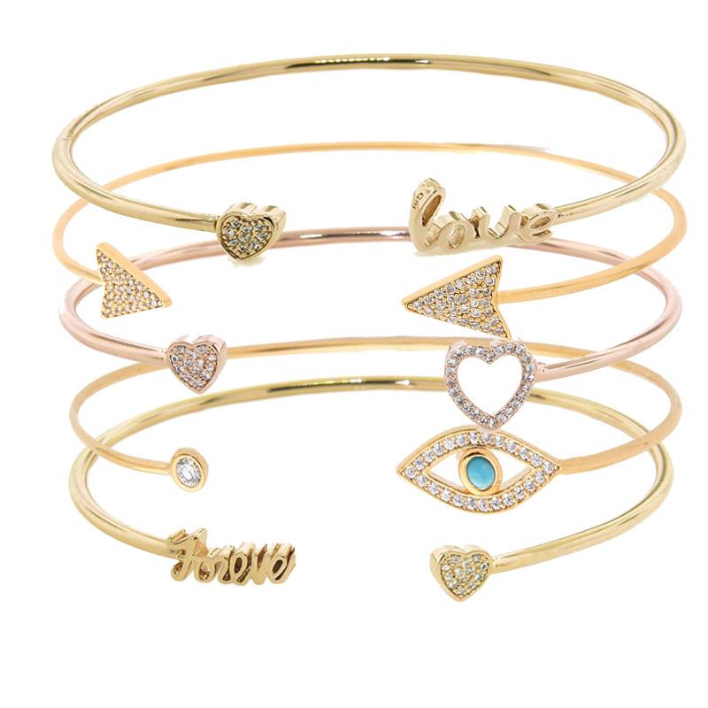 Women's Geometric Rhinestone Alloy Bracelets & Minimalist Hamsa Hand Charm Bangle
