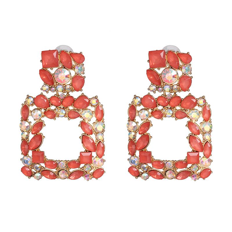 Women's Geometric Rhinestone Alloy Earrings - Elegant Statement Studs