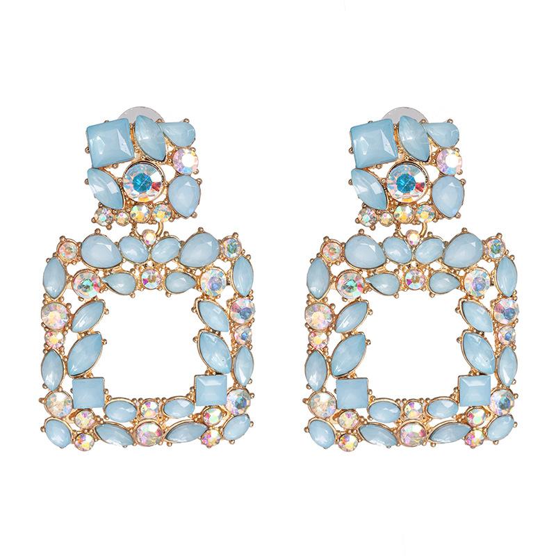 Women's Geometric Rhinestone Alloy Earrings - Elegant Statement Studs