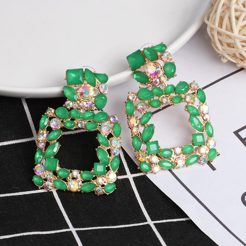 Women's Geometric Rhinestone Alloy Earrings - Elegant Statement Studs