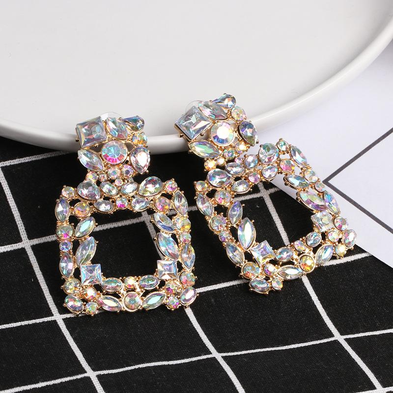 Women's Geometric Rhinestone Alloy Earrings - Elegant Statement Studs