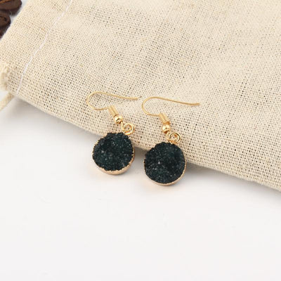 Women's Vintage Resin Stone Drop Earrings - Colorful Teardrop Design