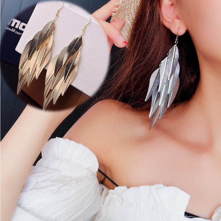 New Fashion Leaf Tassel Earrings for Women