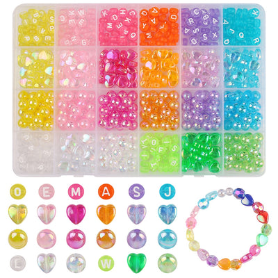 Acrylic Letter and Heart Beads DIY Kit - 24 Colorful Compartments