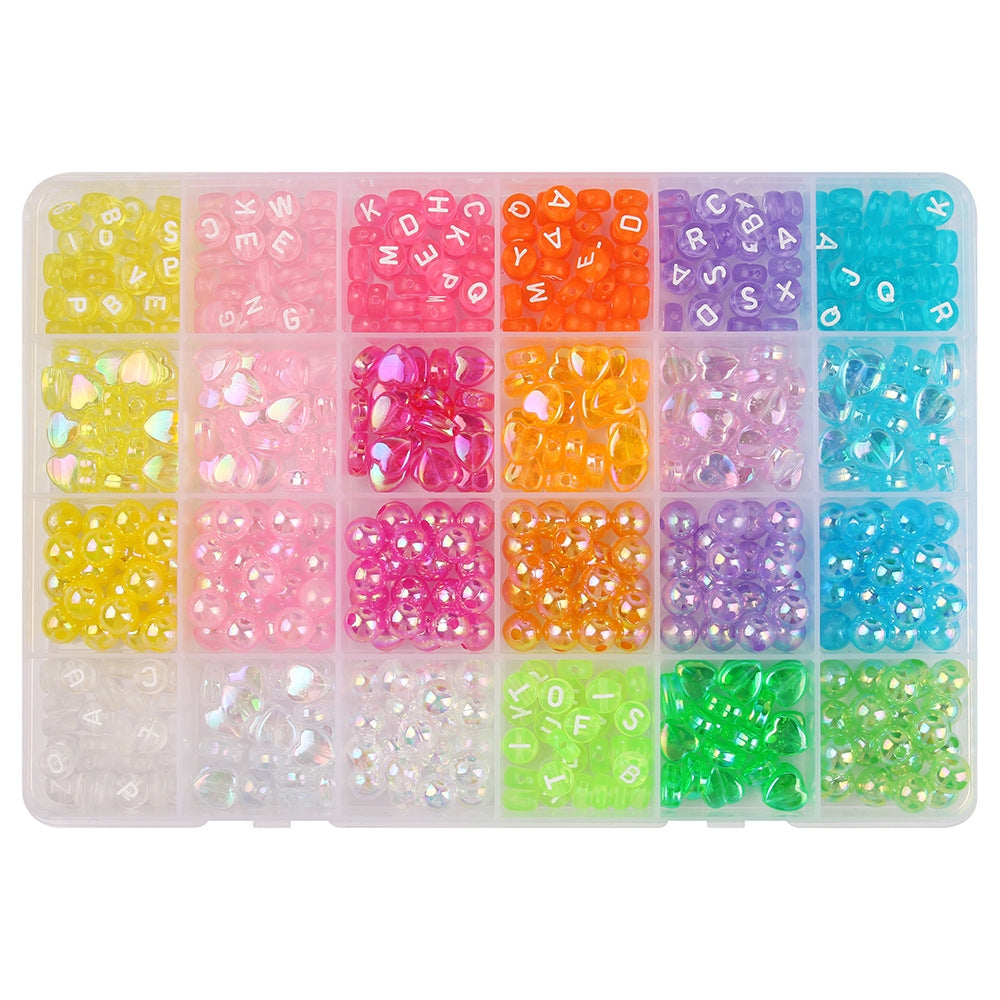 Acrylic Letter and Heart Beads DIY Kit - 24 Colorful Compartments