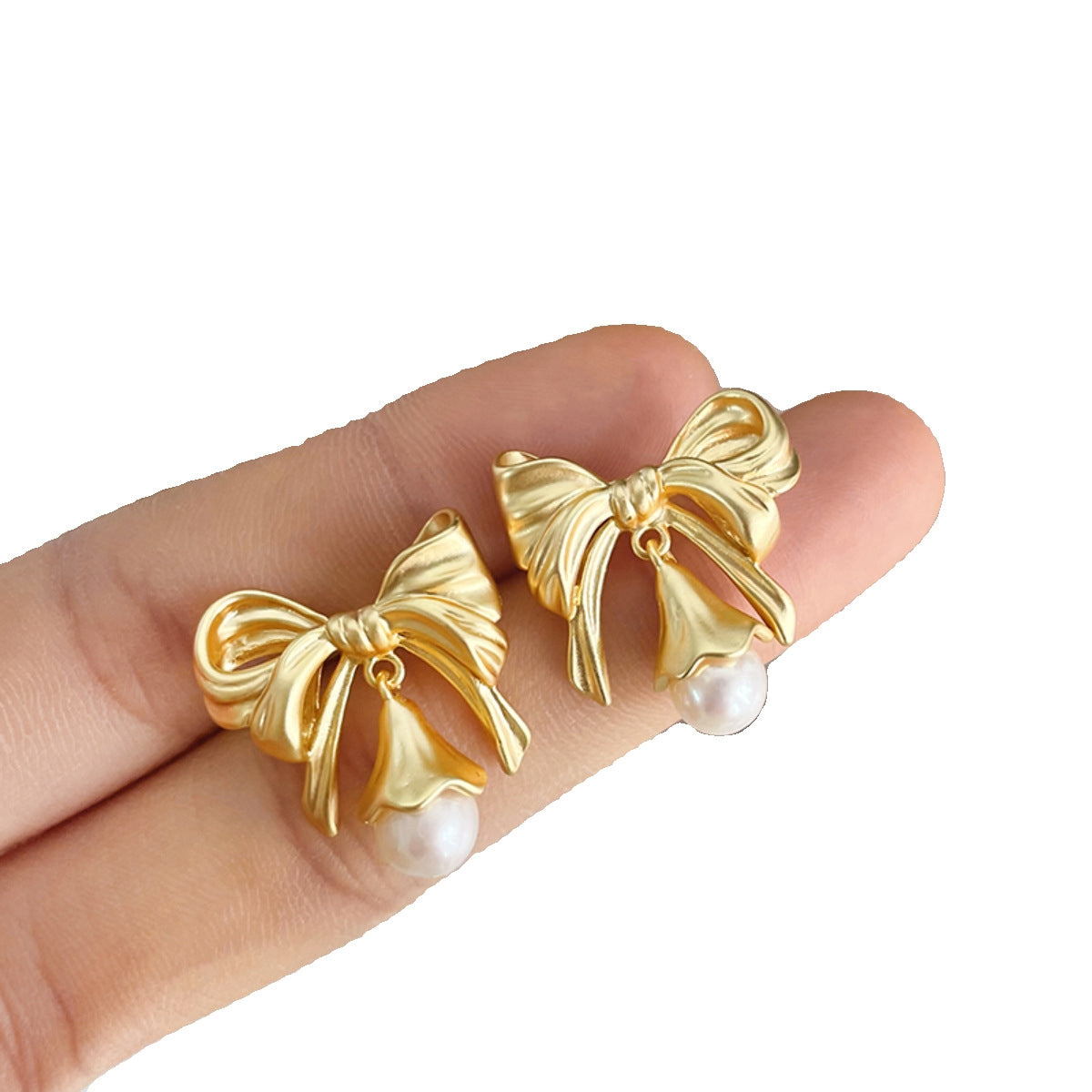 14K Gold Plated Bow Knot Earrings with S925 Silver Studs