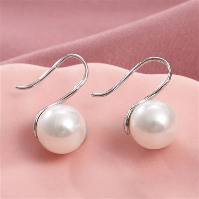 Sterling Silver Pearl Agate Hook Earrings