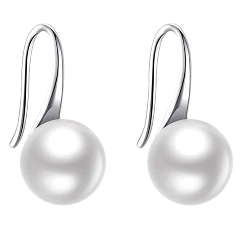 Sterling Silver Pearl Agate Hook Earrings