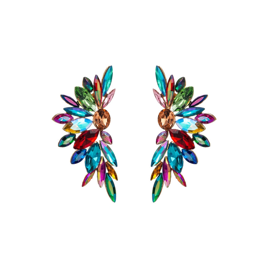 Baroque Floral Rhinestone Gold Plated Stud Earrings