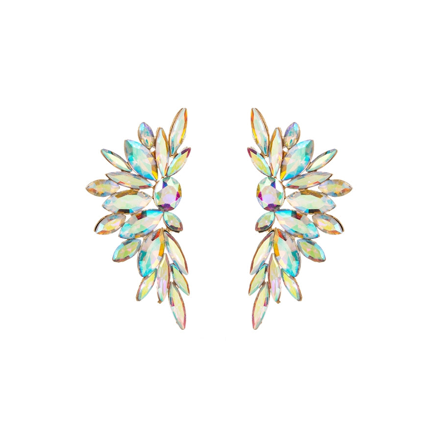 Baroque Floral Rhinestone Gold Plated Stud Earrings