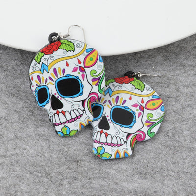 1 Pair Classic Skull Acrylic Drop Earrings - Punk Style