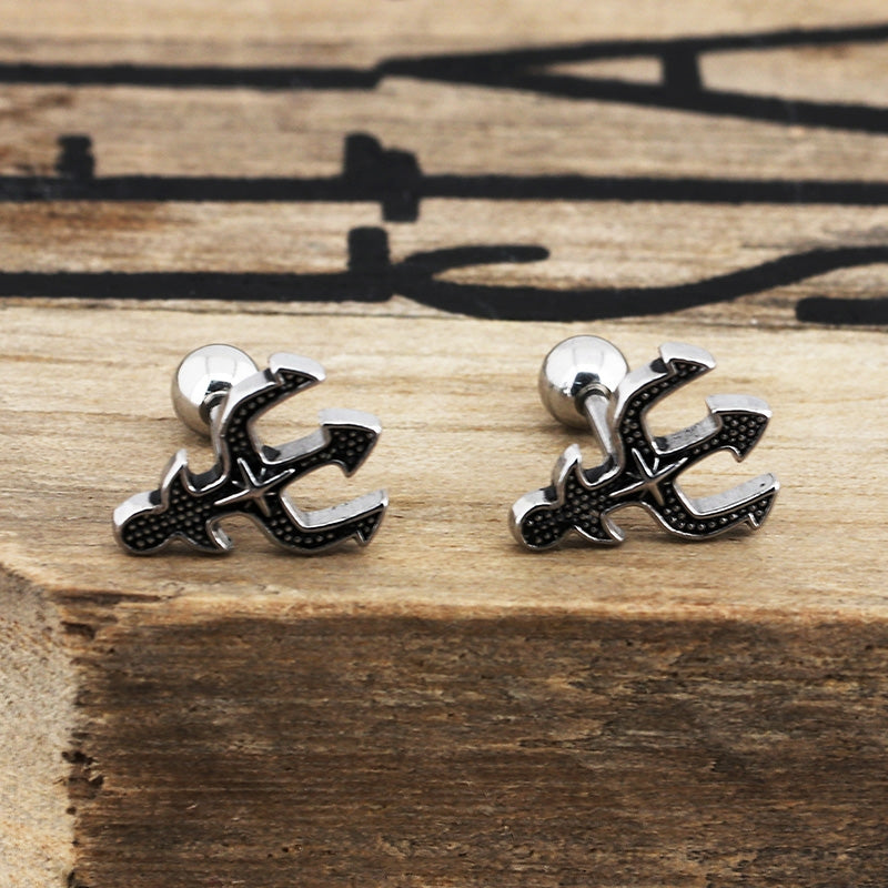 1 Pair Minimalist Cross Titanium Steel Stud Earrings