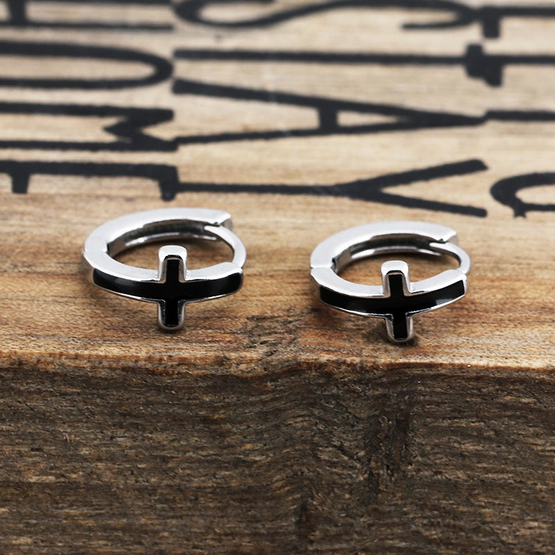 1 Pair Minimalist Cross Titanium Steel Stud Earrings