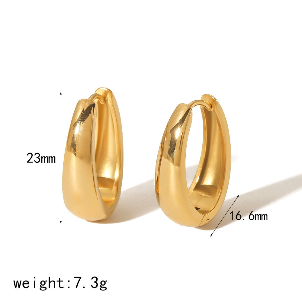 1 Pair Minimalist U Shape 14K Gold Plated Stainless Steel Earrings