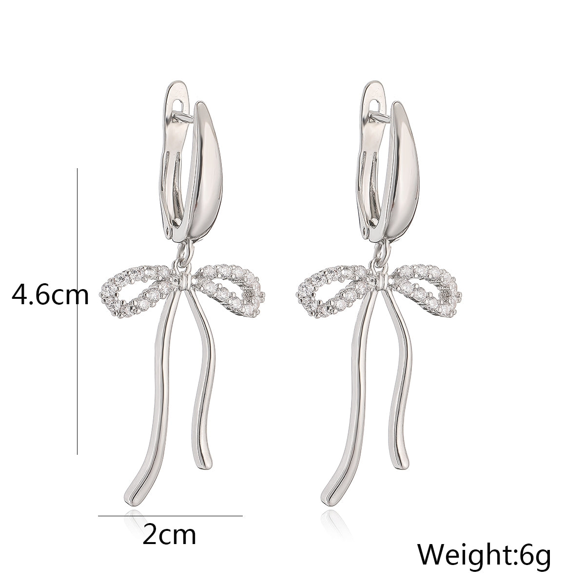 1 Pair Basic Modern Style Classic Style Bow Knot Plating Inlay Copper Zircon Drop Earrings