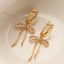 1 Pair Elegant Bow Knot Zircon Inlay Copper Drop Earrings