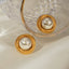 1 Pair Modern 18k Gold Plated Stainless Steel Pearl Stud Earrings