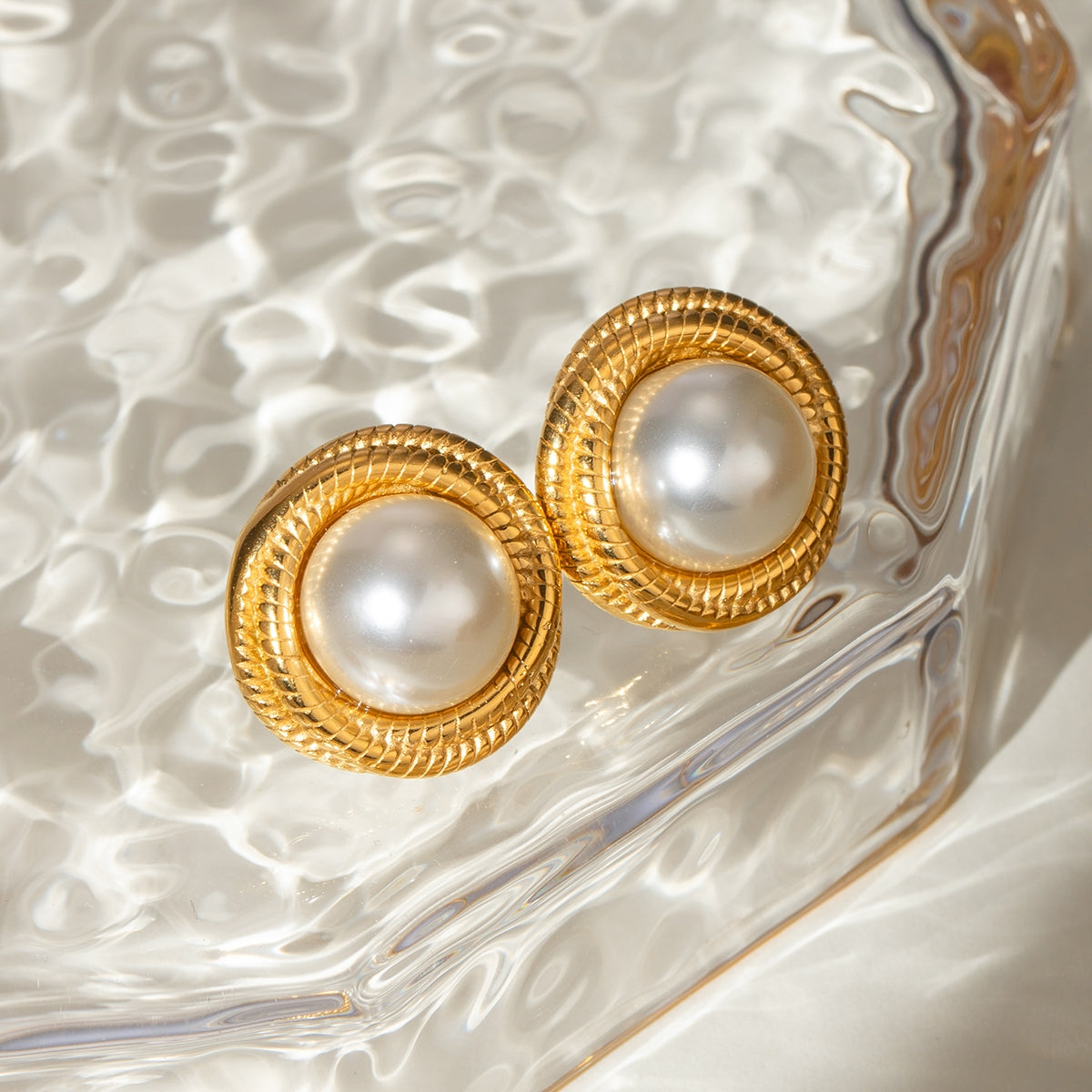 1 Pair Basic Modern Style Classic Style Pearl Plating Inlay 304 Stainless Steel Pearl Ear Studs