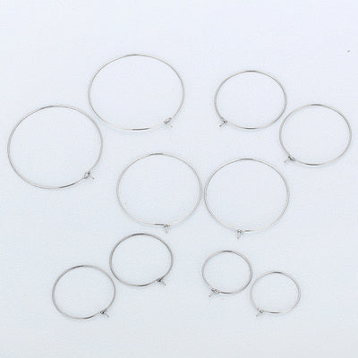 "Minimalist Stainless Steel Round Hoop Earrings for Women - DIY Jewelry Accessories with Pendant Option"
