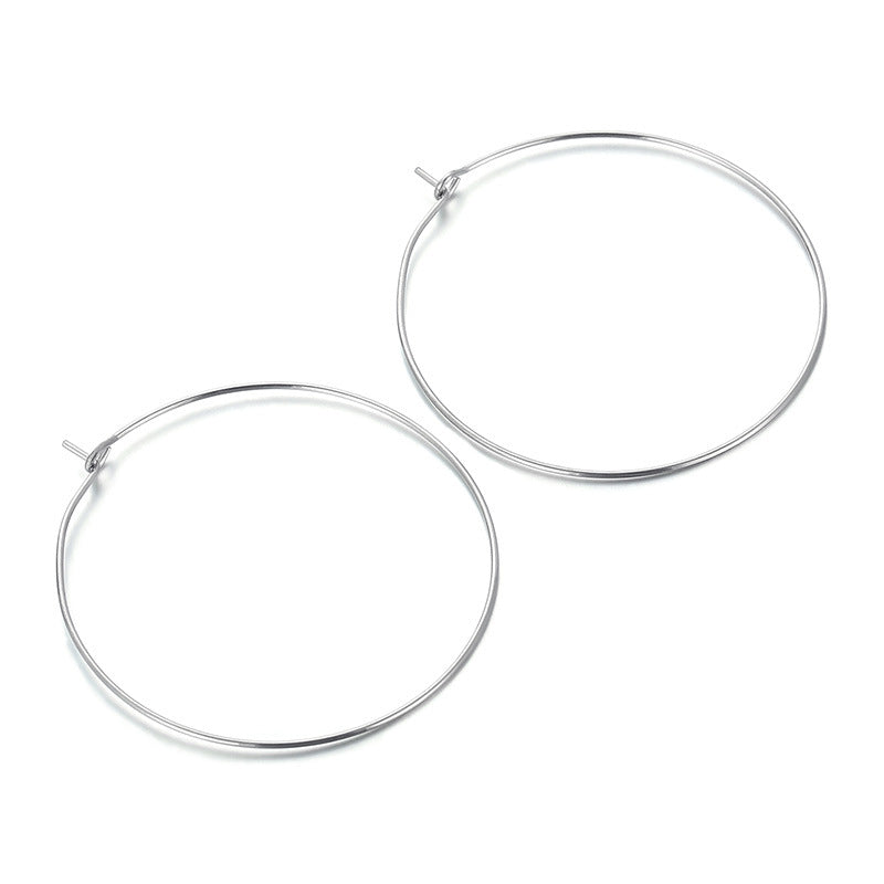 "Minimalist Stainless Steel Round Hoop Earrings for Women - DIY Jewelry Accessories with Pendant Option"