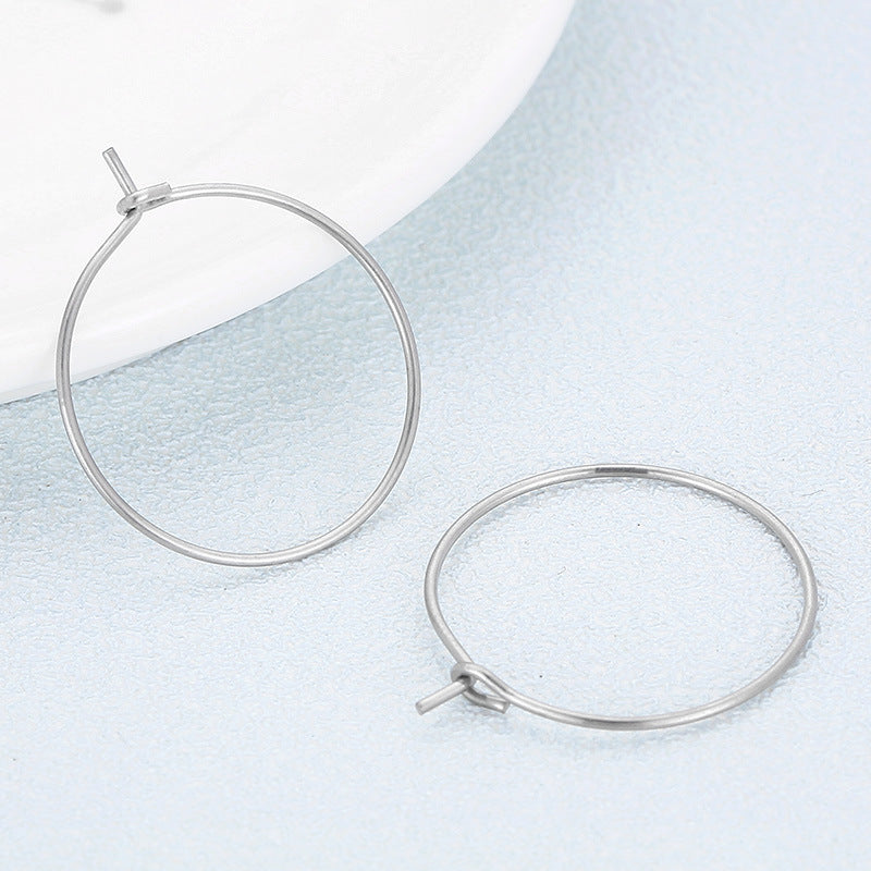 "Minimalist Stainless Steel Round Hoop Earrings for Women - DIY Jewelry Accessories with Pendant Option"