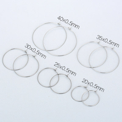"Minimalist Stainless Steel Round Hoop Earrings for Women - DIY Jewelry Accessories with Pendant Option"