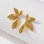 1 Pair Classic Leaf Dragonfly 18K Gold Plated Stainless Steel Hoop Earrings