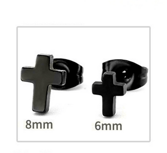 1 Pair Minimalist Cross Design 304 Stainless Steel Stud Earrings