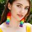 Bohemian Rainbow Tassel Drop Earrings - Vintage Long Handmade Statement Jewelry