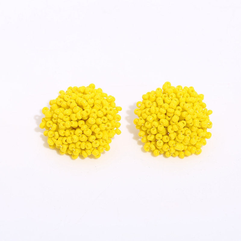 Bohemian Geometric Hand-Beaded Alloy Stud Earrings