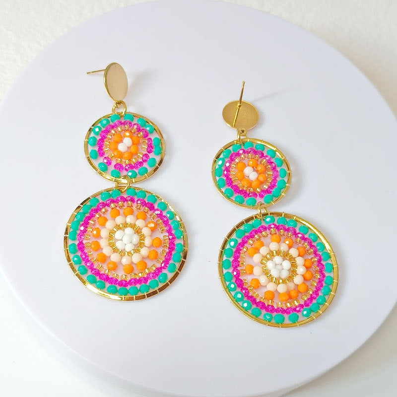 Bohemian Geometric Glass Seed Bead Handmade Earrings