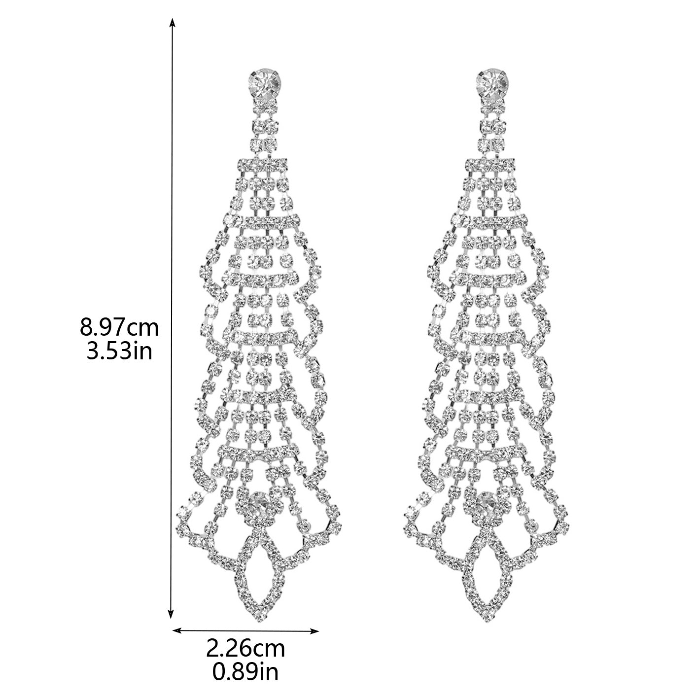 Bridal Geometric Rhinestone Floral Drop Earrings