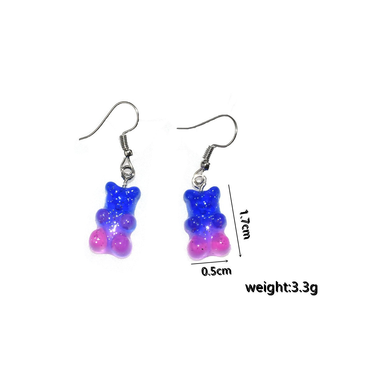 Cartoon Bear Resin Women's Earrings - Colorful Transparent Purple Hook Design