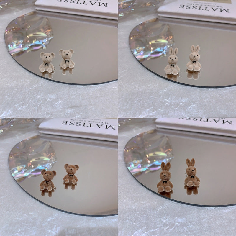 Cartoon Bear and Plush Bunny Stud Earrings - Korean Style Fashion Jewelry for Women