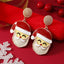 Cartoon Santa Claus Pearl Drop Earrings with Enamel Floral Snowman Design