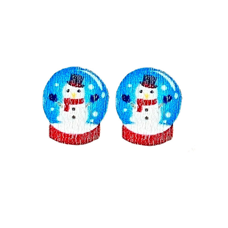 1 Pair Christmas Cartoon Santa Claus and Elk Wood Ear Studs