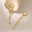 1 Pair Fashion Asymmetrical Imitation Pearl Copper Chain Drop Earrings