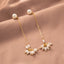 1 Pair Fashion Asymmetrical Imitation Pearl Copper Chain Drop Earrings